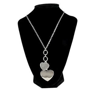 Solid Heart Pendants Clasp Necklace Stainless Steel Silver Rolo Link Oval Chain